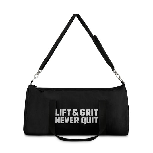 Fitness Duffel Bag, Lift & Grit Never Quit, Gym Gear, Workout Bag, Sports Tote, Travel Companion