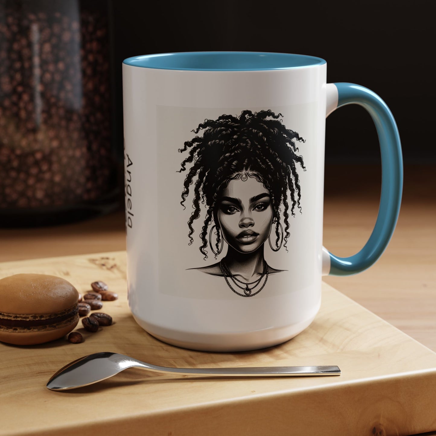 Messy Bun Personalized Coffee Mug, Gift for Coffee Lovers, Afro Hair Black American African Girl