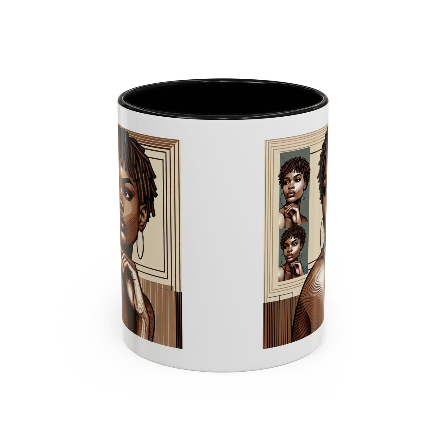 Elegant Art Coffee Mug, Unique Mug Gift, Black Girl Coffee Cup, Afrocentric Accent Mug
