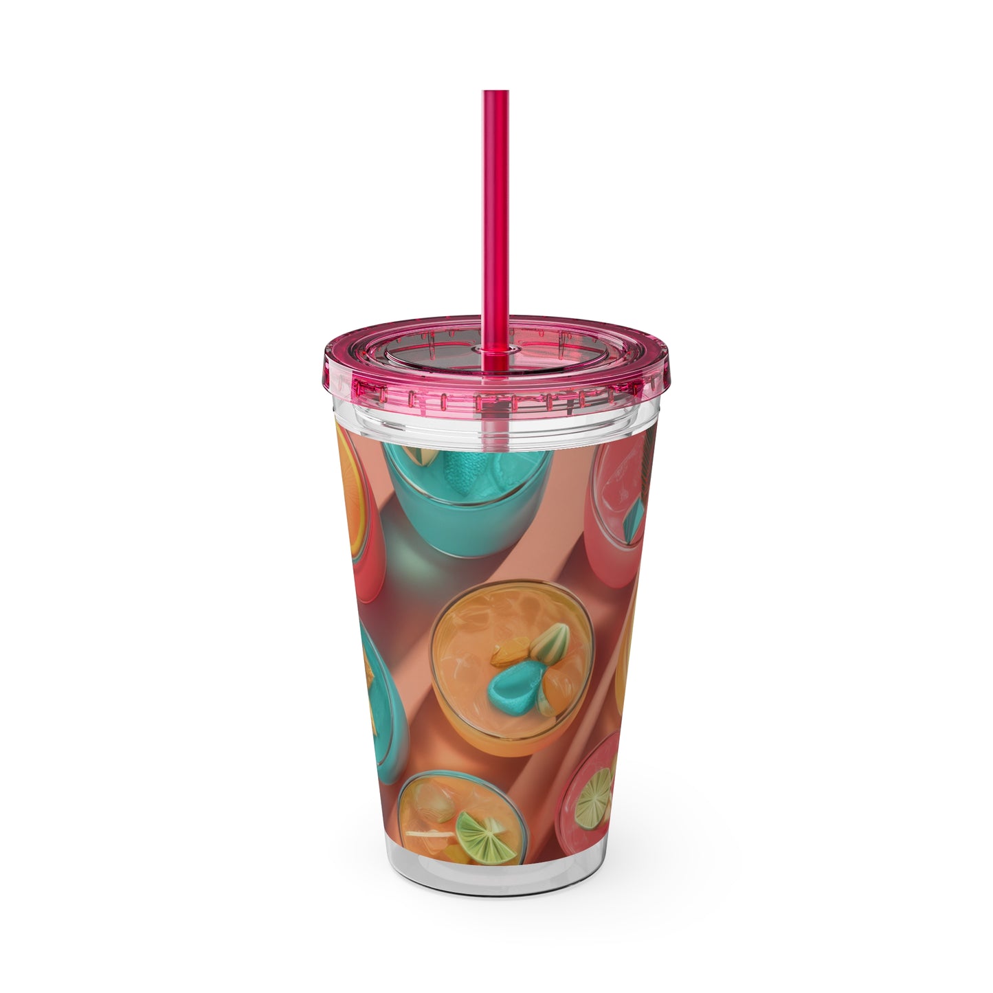 Colorful Sunsplash Tumbler with Straw, Drinkware for Summer, Travel Mug, Gift for Beach Lovers, Reusable Cup, Hydration Essential