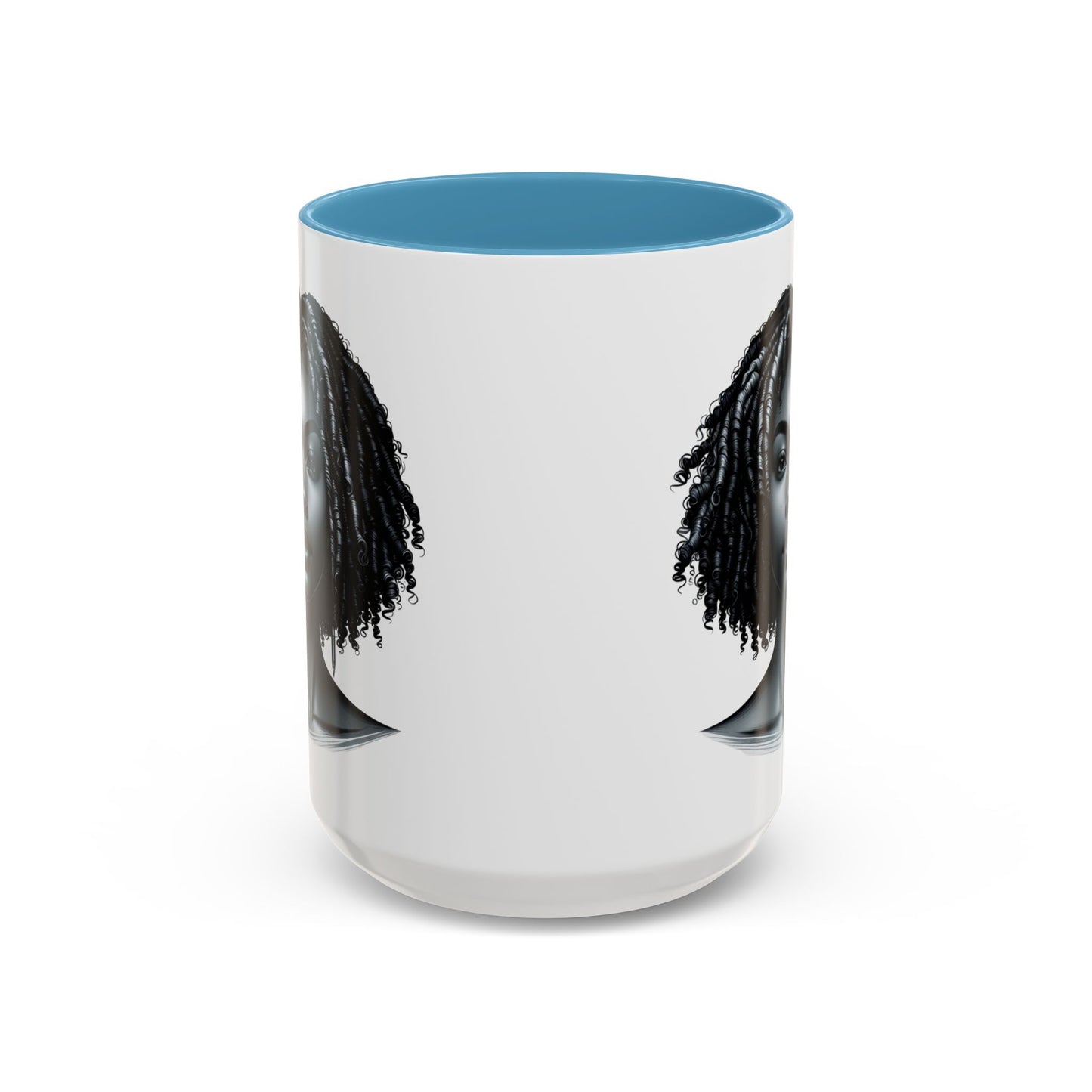 Elegant Black Woman Accent Coffee Mug. Afrocentric Gift for Coffee Lovers, Afro Hair Black American African Girl