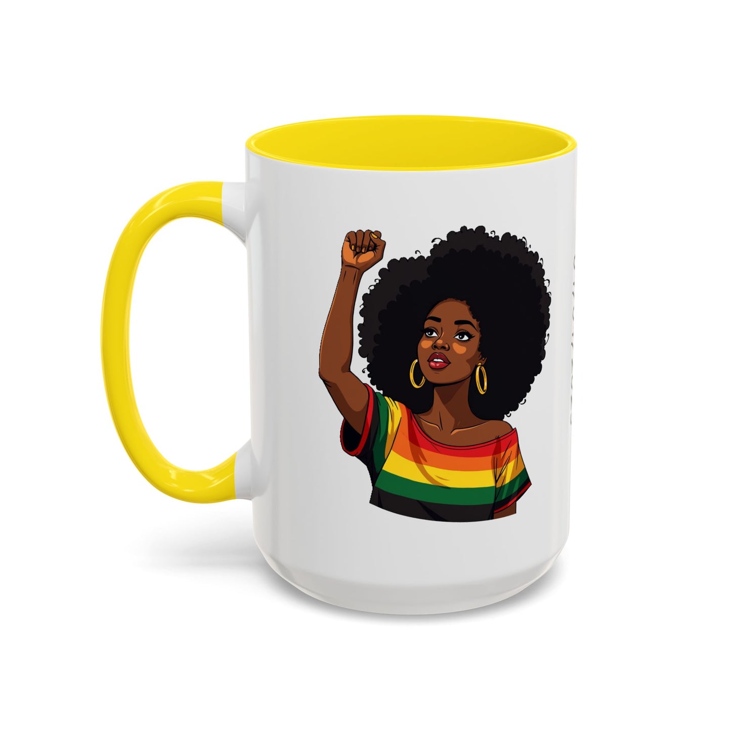 Empowered Black Woman Personalized Coffee Mug. Afro Hair Black American African Girl