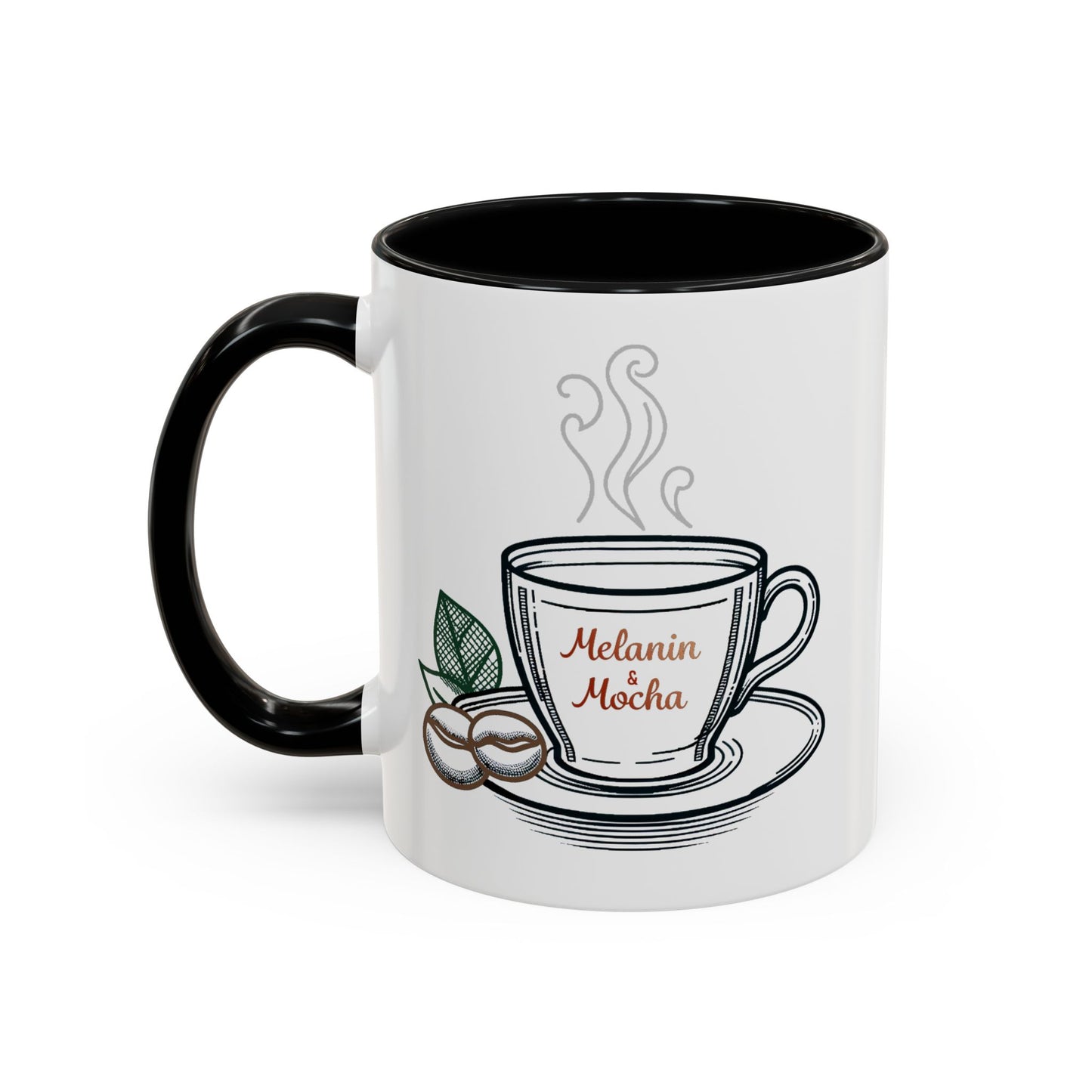 Melanin & Mocha Accent Coffee Mug, Gift for Coffee Lovers, Afro Hair Black American African Girl