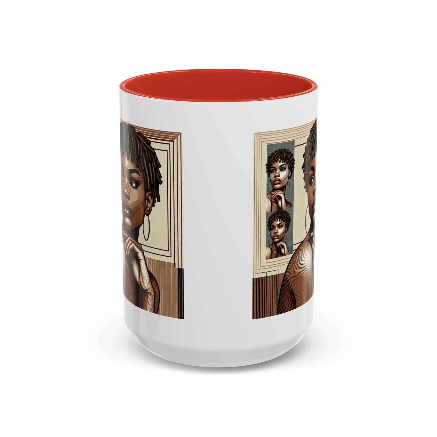 Elegant Art Coffee Mug, Unique Mug Gift, Black Girl Coffee Cup, Afrocentric Accent Mug