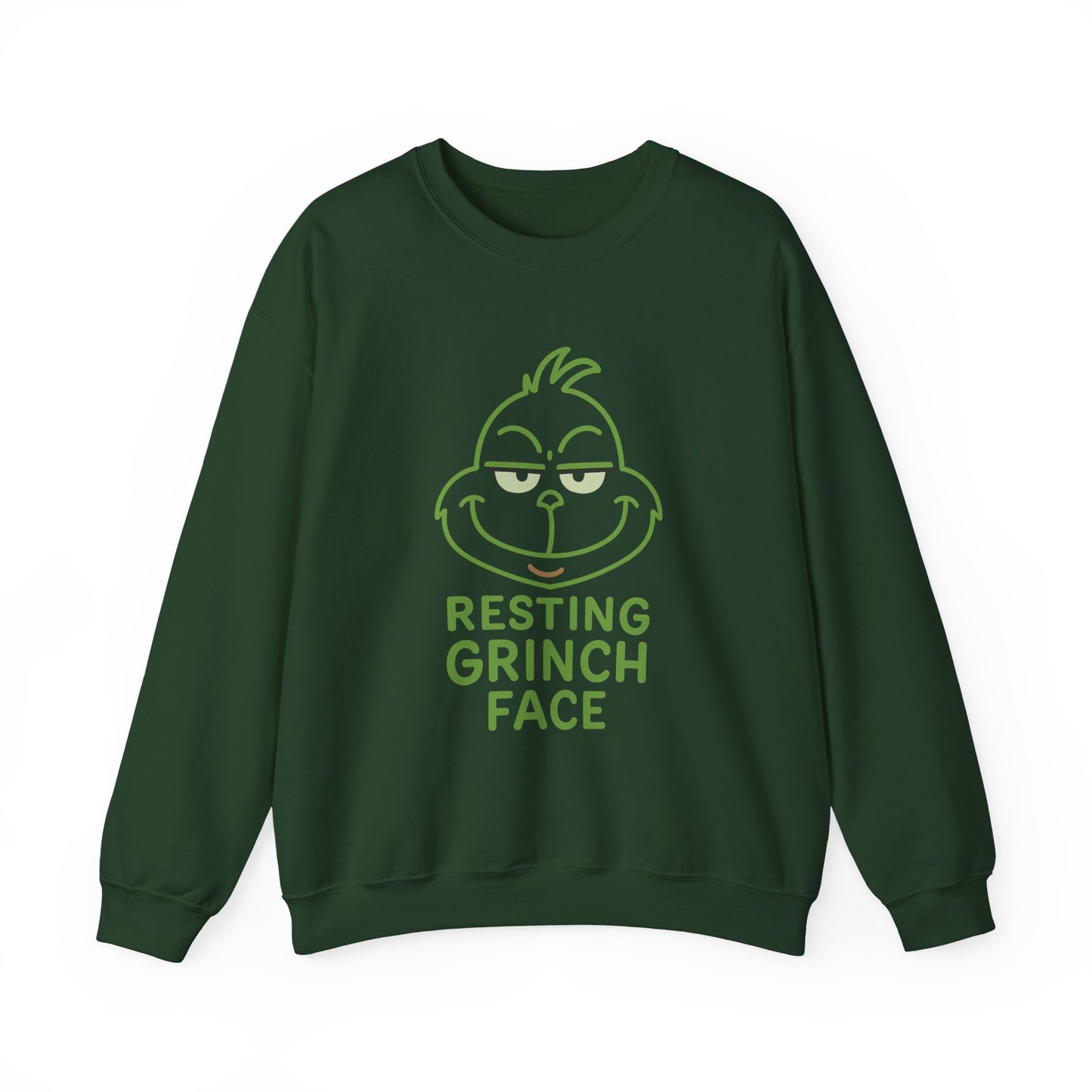 Resting Grinch Face Sweatshirt, Cozy Holiday Crewneck for Christmas, Funny Gift for Grinch Lovers, Winter Wardrobe Essential, Kids & Adults