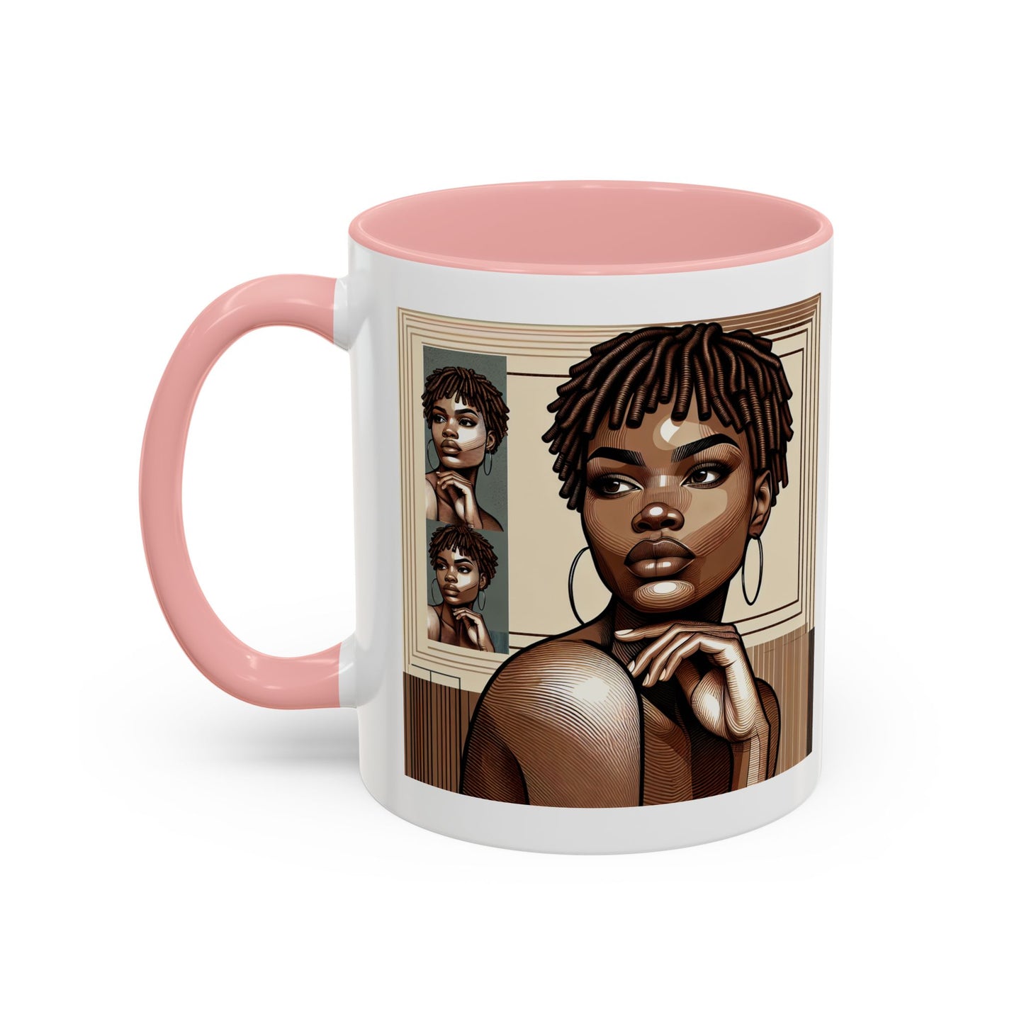 Elegant Art Coffee Mug, Unique Mug Gift, Black Girl Coffee Cup, Afrocentric Accent Mug