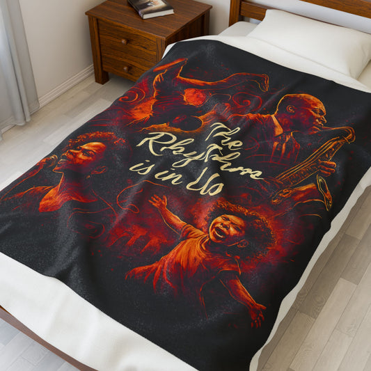 Rhythmic Velveteen Plush Blanket. Cozy Throw, Music Lover Gift, Home Decor, Unique Art Blanket, Warm Gift for Any Occasion