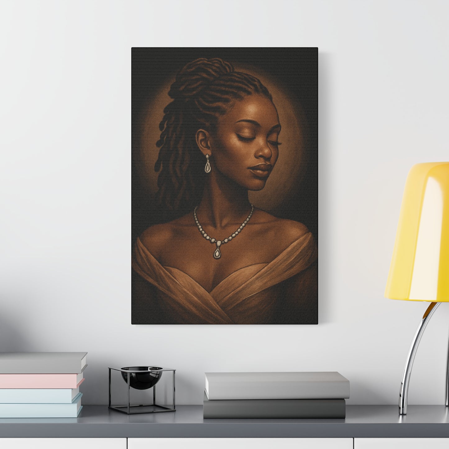 Elegant Wall Art Print, Black Woman Portrait, Home Decor, Inspirational Art, Gift for Her, Canvas Artwork