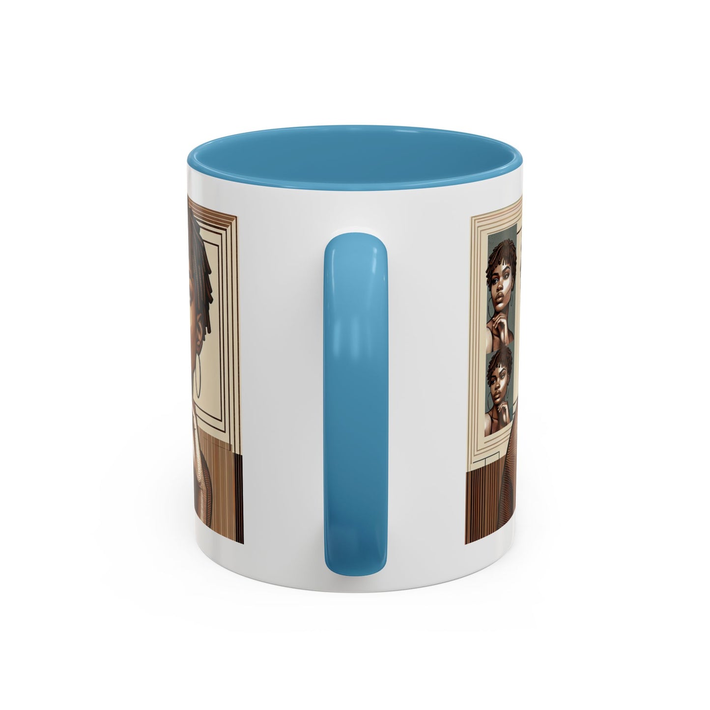 Elegant Art Coffee Mug, Unique Mug Gift, Black Girl Coffee Cup, Afrocentric Accent Mug