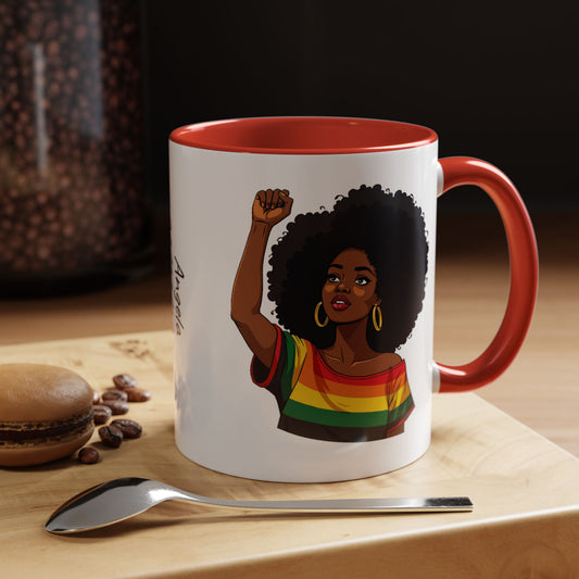 Empowered Black Woman Personalized Coffee Mug. Afro Hair Black American African Girl