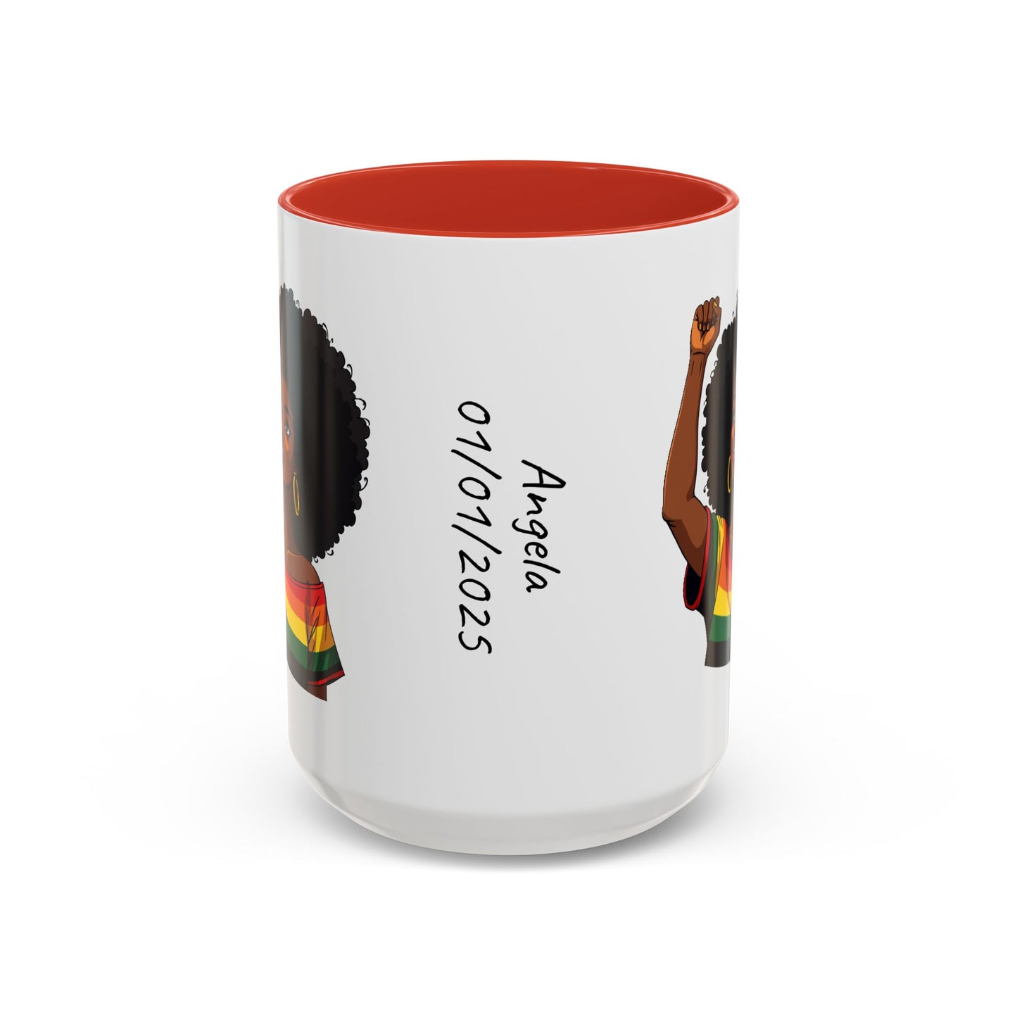 Empowered Black Woman Personalized Coffee Mug. Afro Hair Black American African Girl