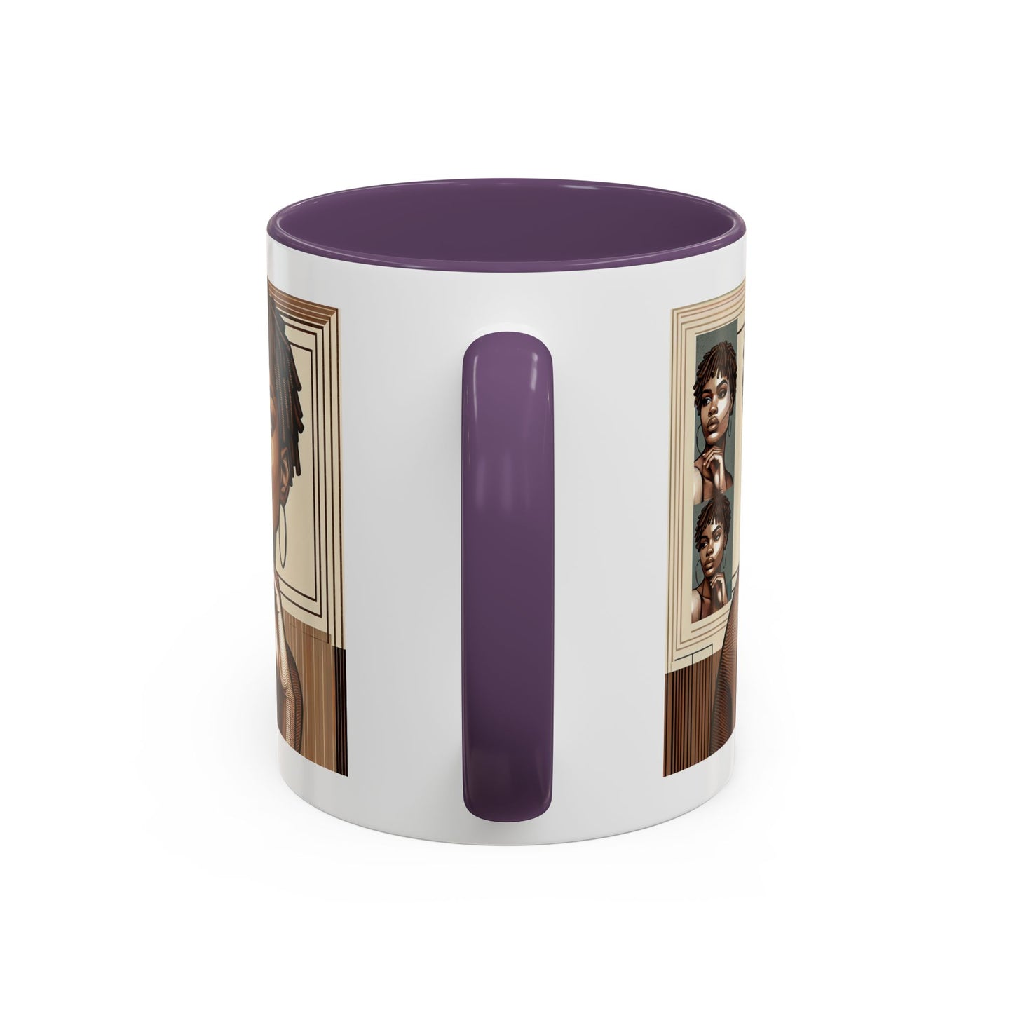 Elegant Art Coffee Mug, Unique Mug Gift, Black Girl Coffee Cup, Afrocentric Accent Mug
