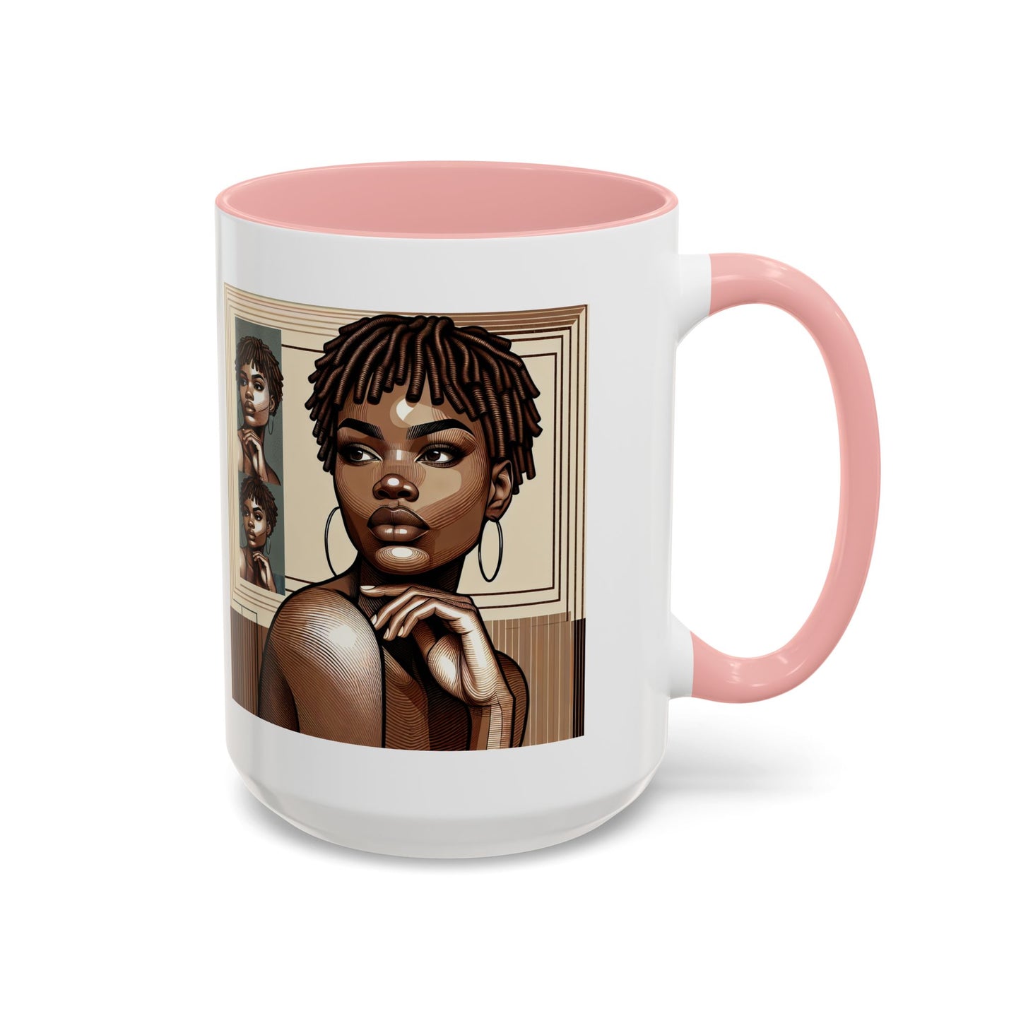 Elegant Art Coffee Mug, Unique Mug Gift, Black Girl Coffee Cup, Afrocentric Accent Mug