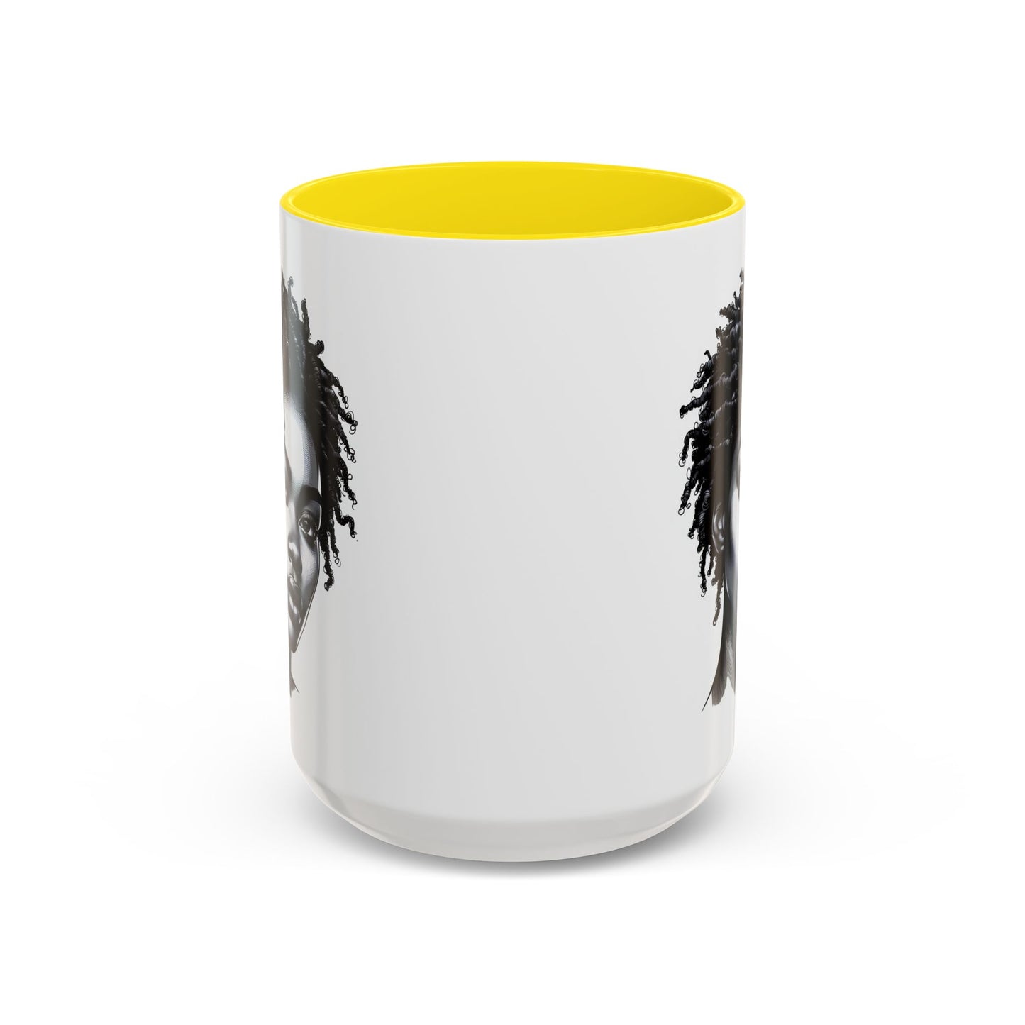 Afrocentric Accent Coffee Mug, Artistic Mug for Home, Unique Gift for Her, Afro Hair Black American African Girl