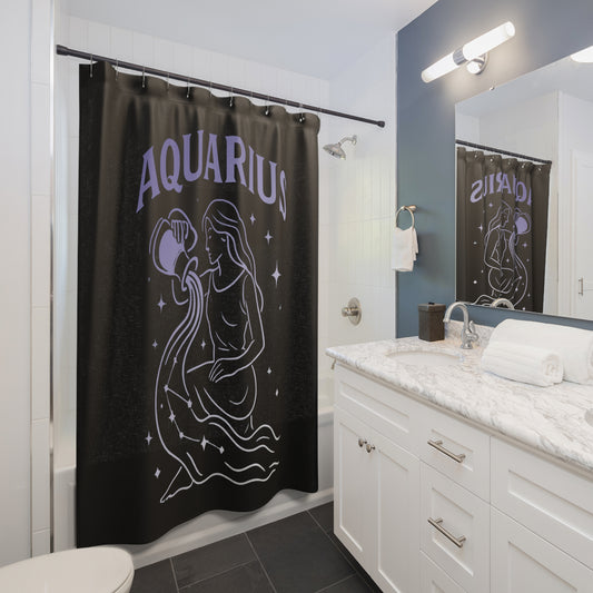 Aquarius Zodiac Shower Curtain. Astrology Decor. Horoscope Bathroom Accents. Celestial Home Goods