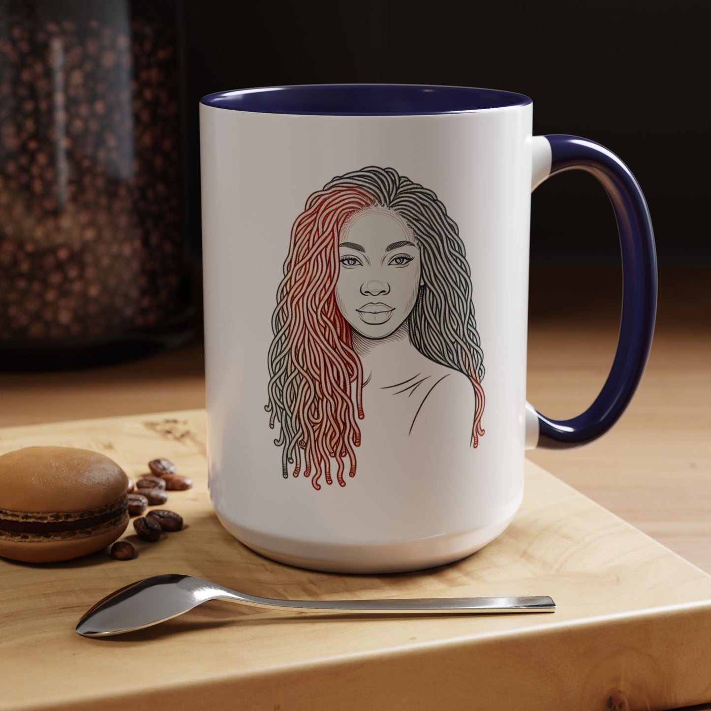 Artistic Accent Coffee Mug. Afrocentric Gift Afro Hair Black American African Girl