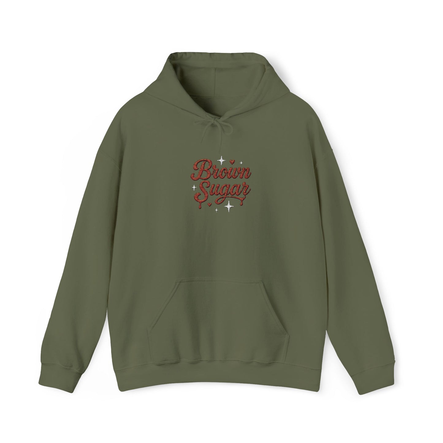 Embroidered "Brown Sugar" Unisex Heavy Blend™ Hooded Sweatshirt. Afro Hair Black American African Girl T-shirt