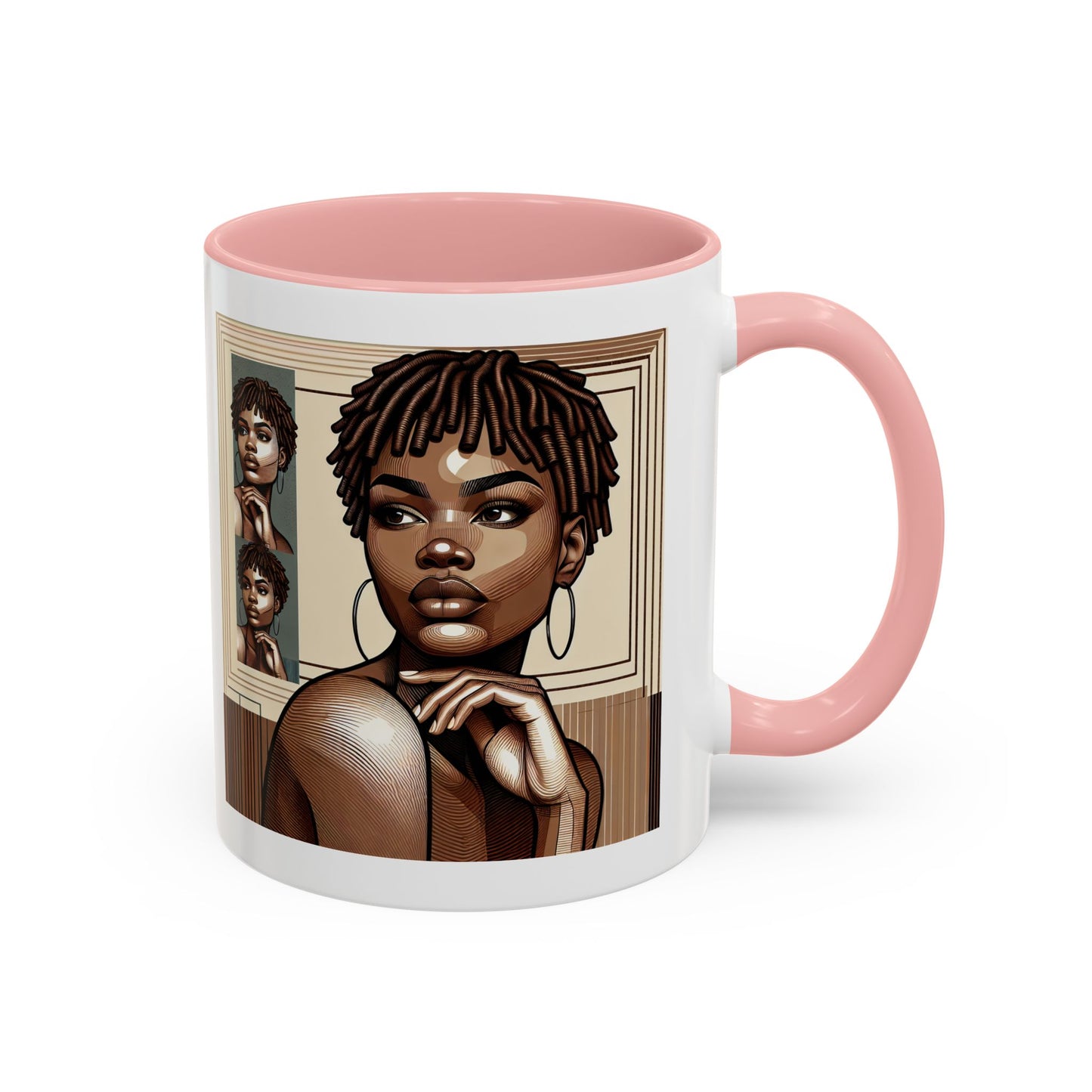 Elegant Art Coffee Mug, Unique Mug Gift, Black Girl Coffee Cup, Afrocentric Accent Mug