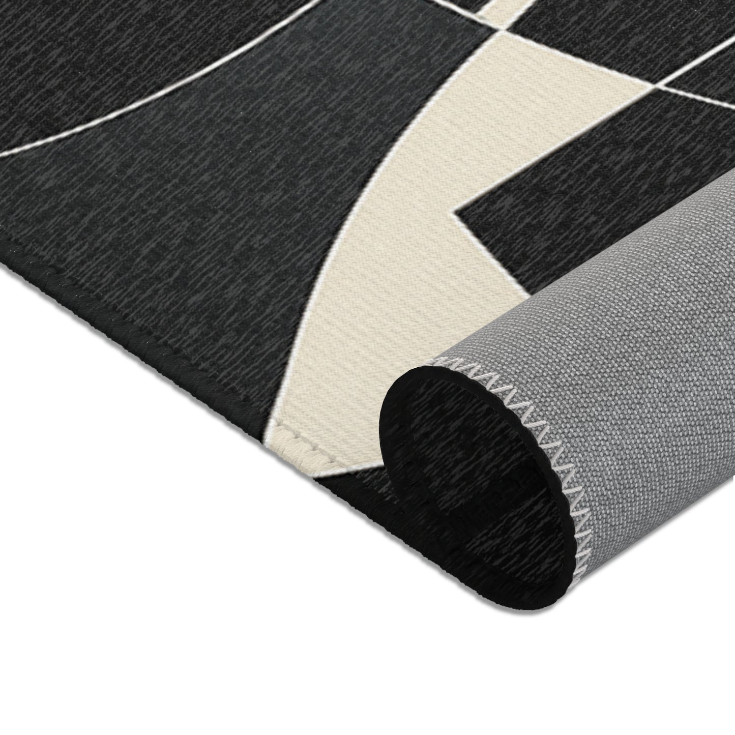 Modern Abstract Area Rug.  Stylish Home Decor, Boho Chic Floor Mat, Minimalist Geometric Carpet, Black & White, Contemporary Living