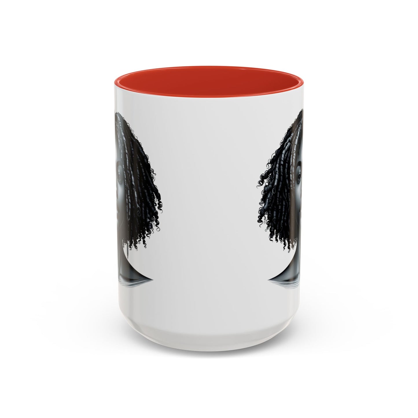 Elegant Black Woman Accent Coffee Mug. Afrocentric Gift for Coffee Lovers, Afro Hair Black American African Girl