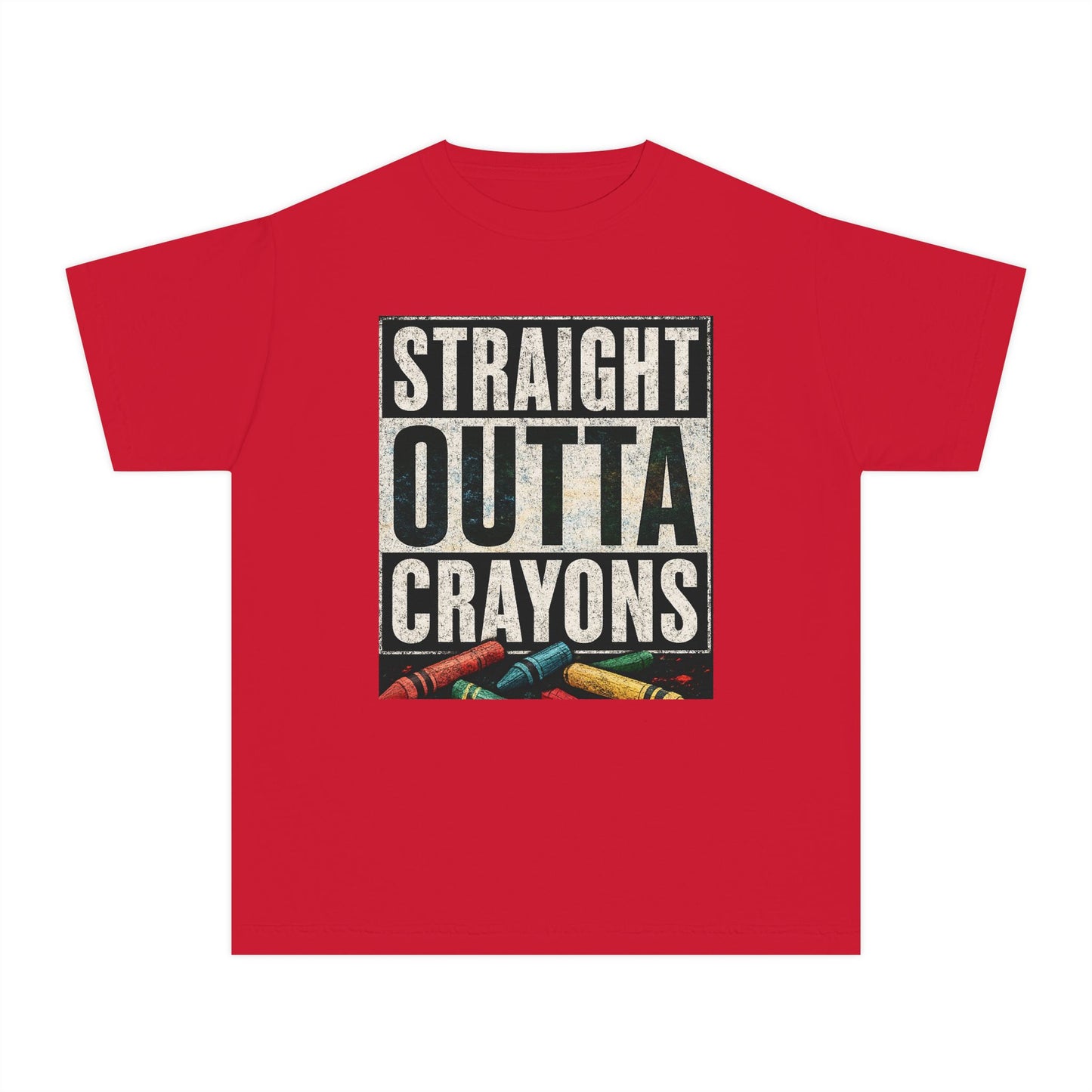Straight Outta Crayons Youth Tee, Fun Kids T-Shirt, Afro Hair Black American African Girl T-shirt