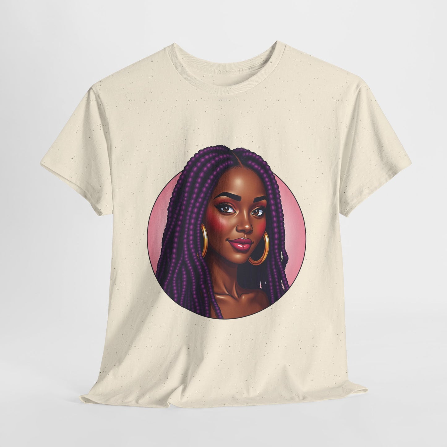 Purple Beauty T-Shirt Casual Wear Gift for Locs Lovers Afro Hair Black American African Girl T-shirt