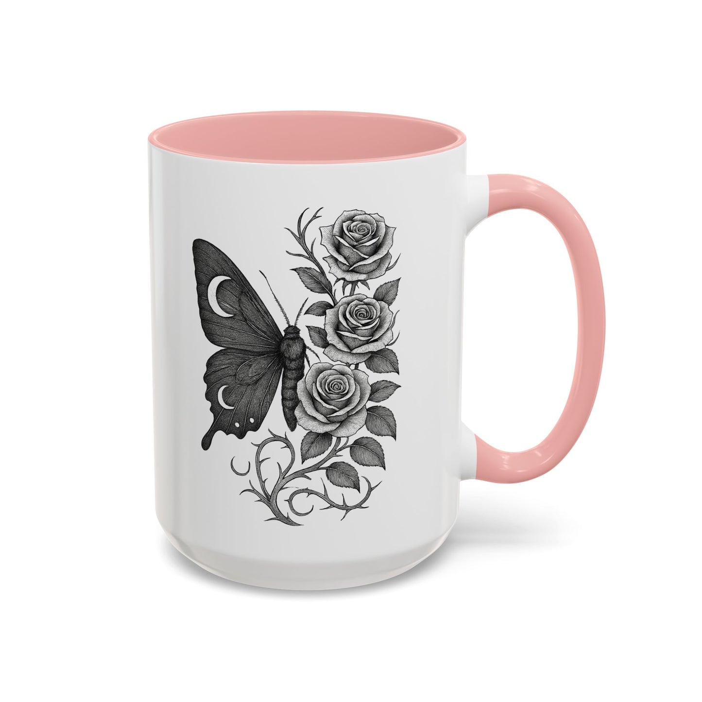 Elegant Floral Butterfly Mug. Black & White Coffee Cup. Home Decor, Gift for Her, Cater to Plant Lovers, Birthday, Everyday Use