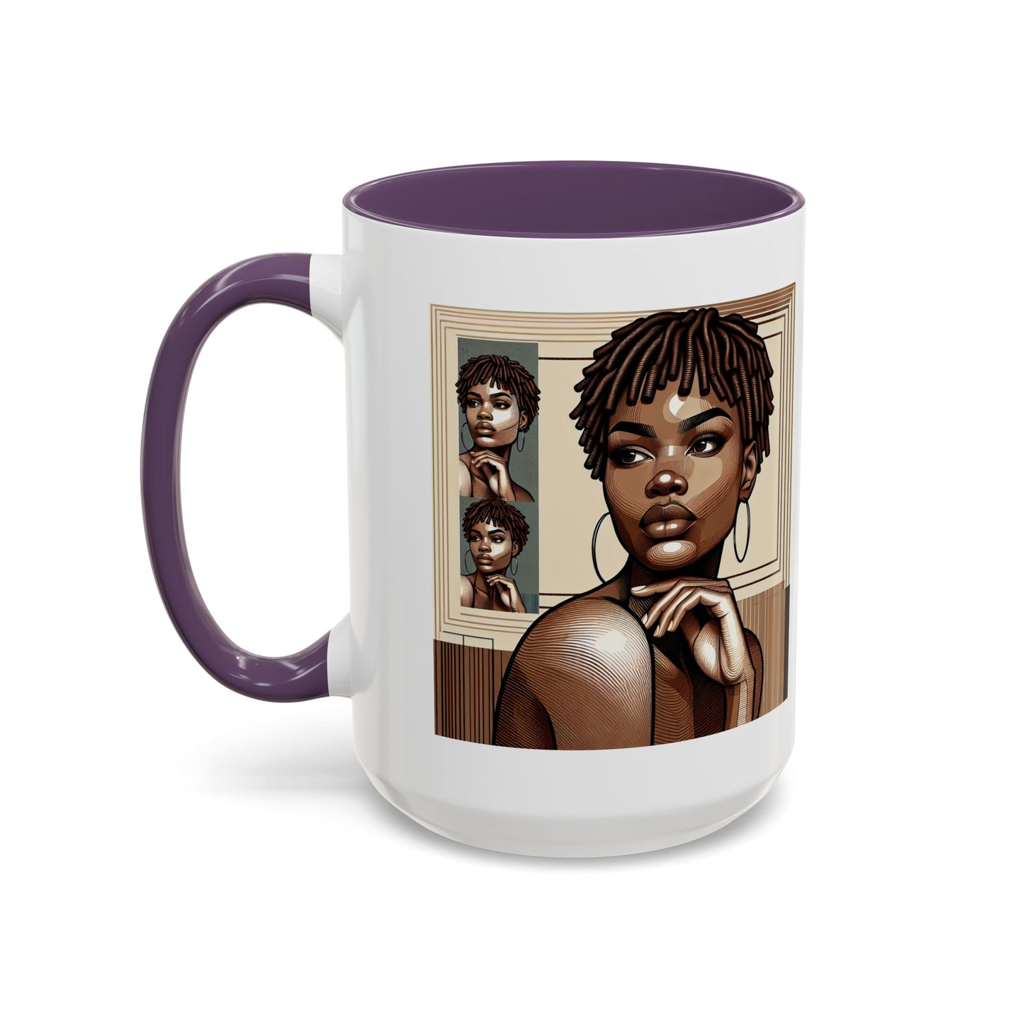 Elegant Art Coffee Mug, Unique Mug Gift, Black Girl Coffee Cup, Afrocentric Accent Mug