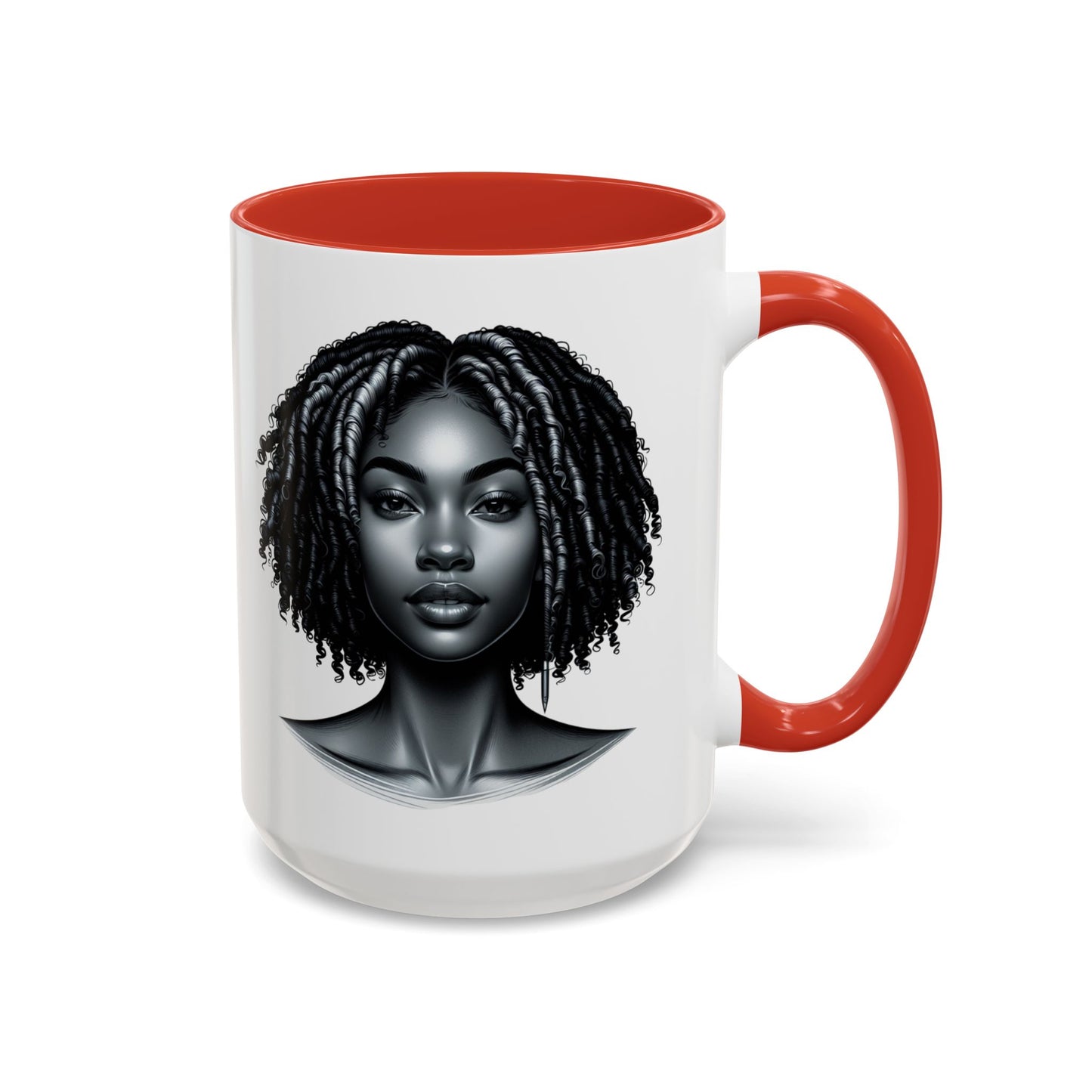 Elegant Black Woman Accent Coffee Mug. Afrocentric Gift for Coffee Lovers, Afro Hair Black American African Girl