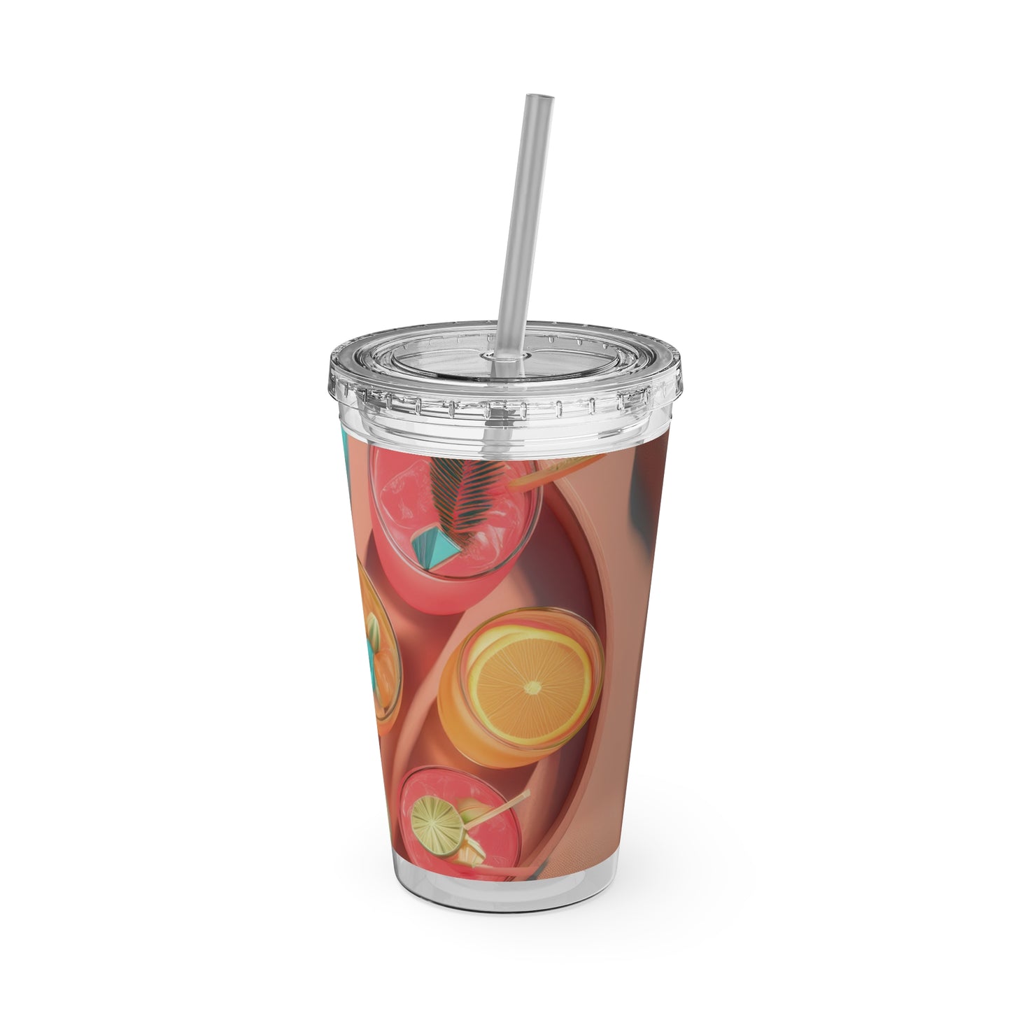 Colorful Sunsplash Tumbler with Straw, Drinkware for Summer, Travel Mug, Gift for Beach Lovers, Reusable Cup, Hydration Essential