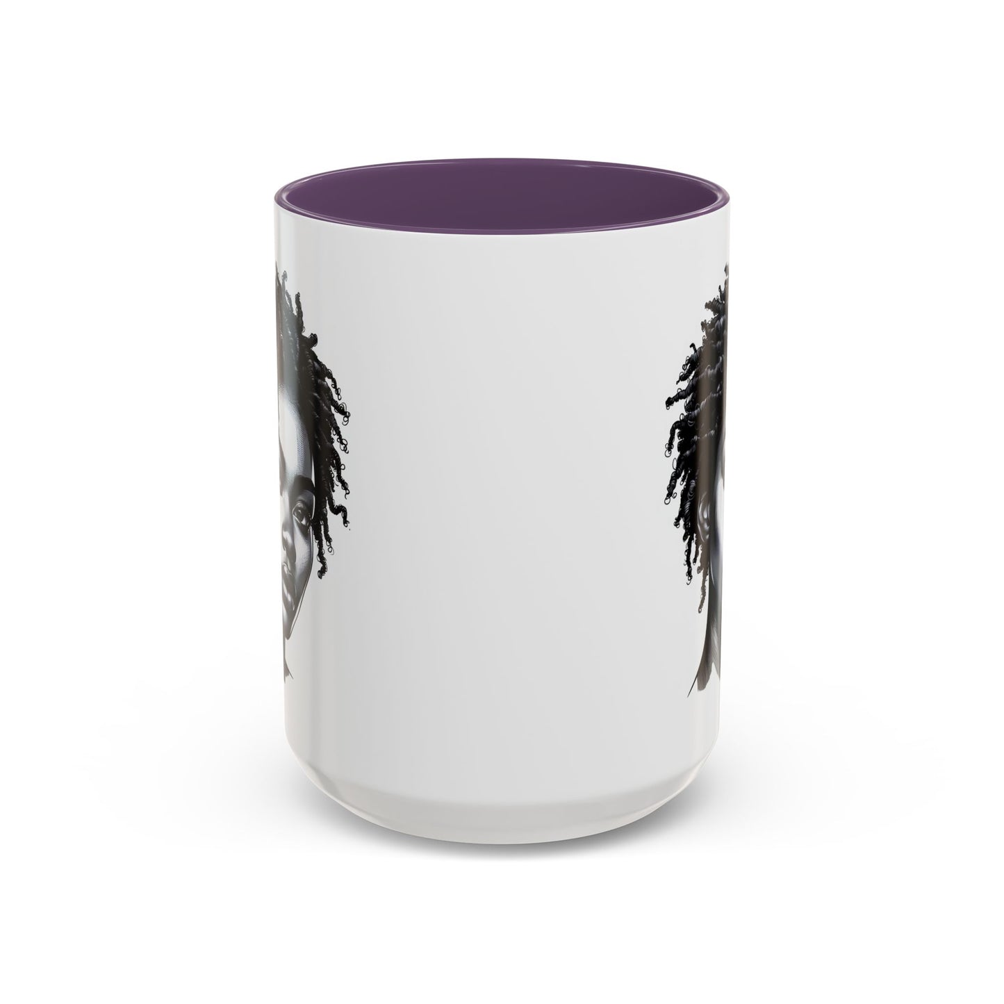 Afrocentric Accent Coffee Mug, Artistic Mug for Home, Unique Gift for Her, Afro Hair Black American African Girl