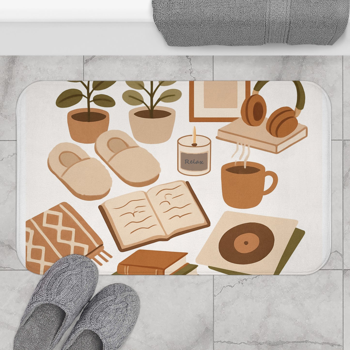 Cozy Aesthetic Bath Mat for Relaxation, Home Decor, Eco-Friendly Gift, Bathroom Accessory, Hygge Style
