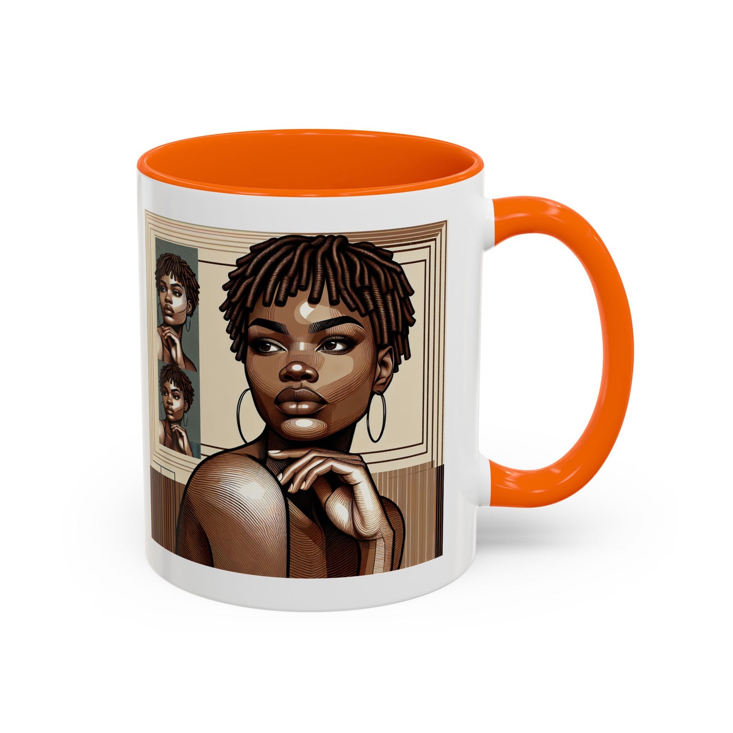 Elegant Art Coffee Mug, Unique Mug Gift, Black Girl Coffee Cup, Afrocentric Accent Mug