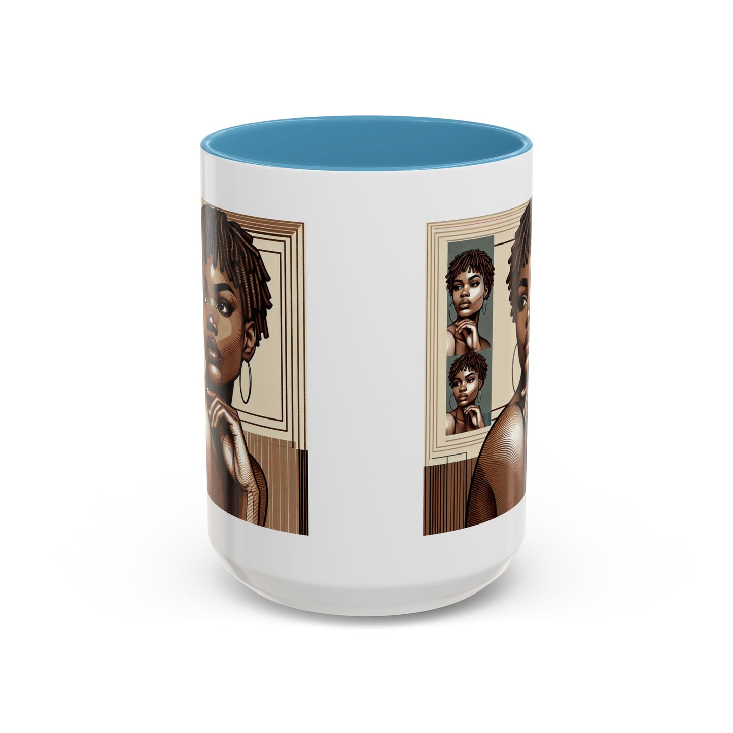 Elegant Art Coffee Mug, Unique Mug Gift, Black Girl Coffee Cup, Afrocentric Accent Mug