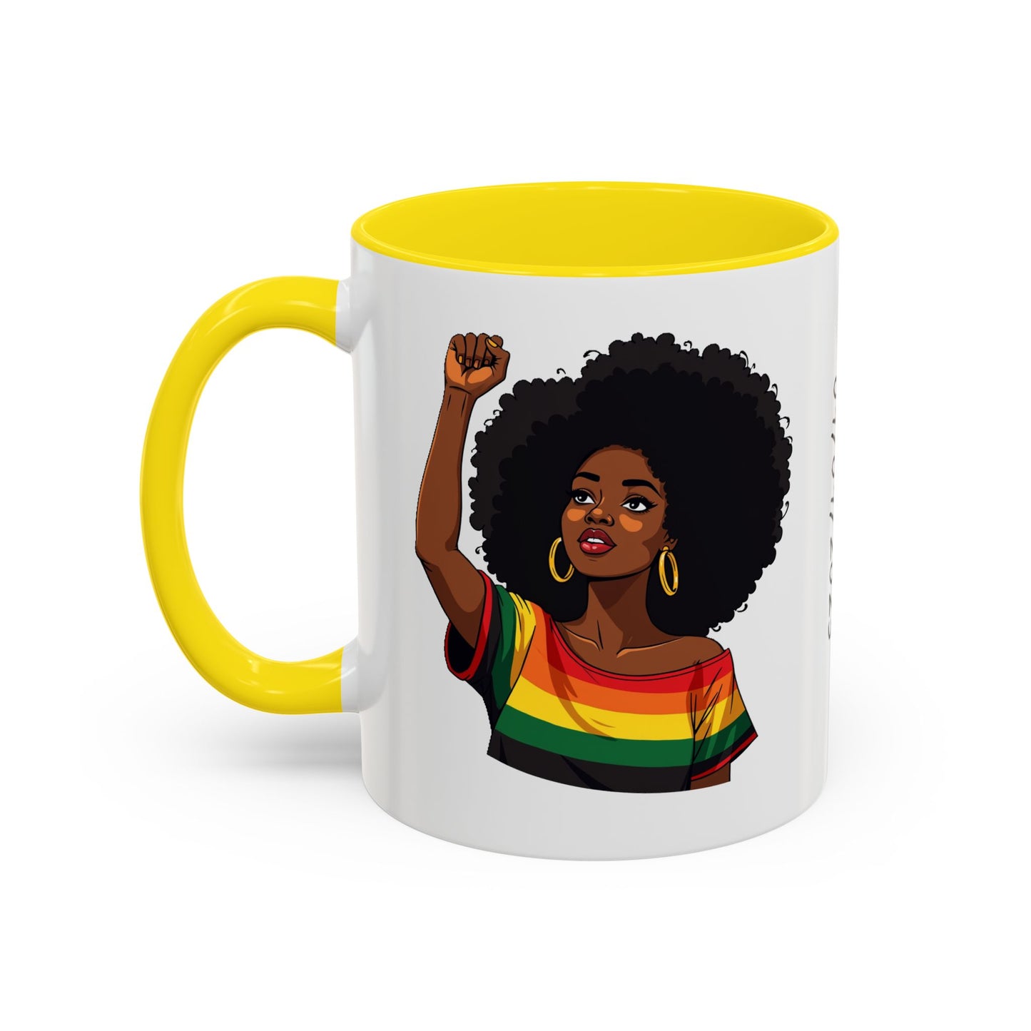 Empowered Black Woman Personalized Coffee Mug. Afro Hair Black American African Girl