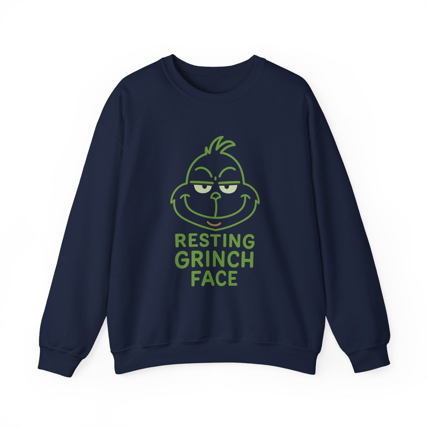 Resting Grinch Face Sweatshirt, Cozy Holiday Crewneck for Christmas, Funny Gift for Grinch Lovers, Winter Wardrobe Essential, Kids & Adults