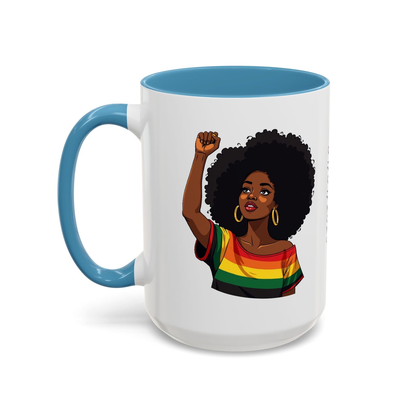 Empowered Black Woman Personalized Coffee Mug. Afro Hair Black American African Girl