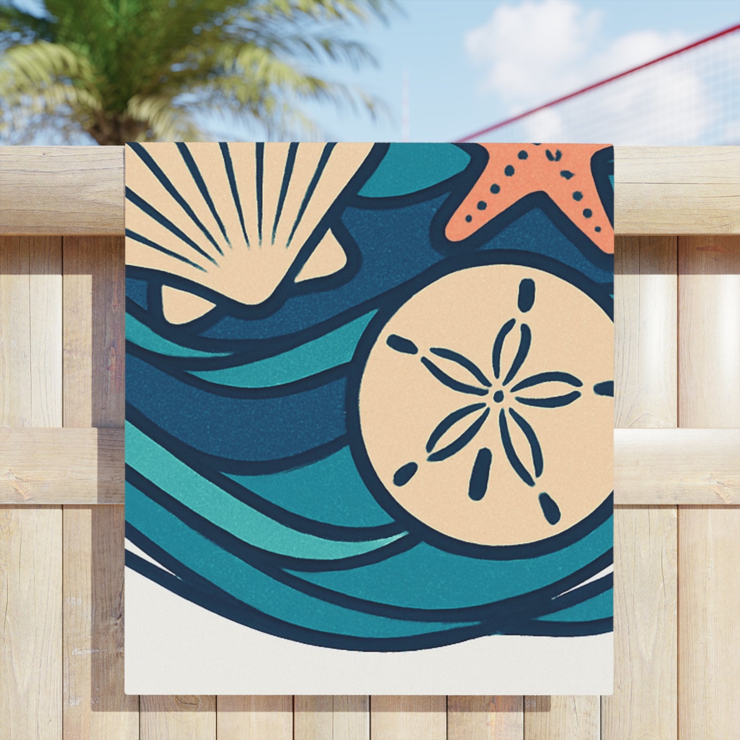 Coastal Beach Towels with Sea Shells and Starfish Design | Perfect for Summer, Pool Days, Gifts, Beach Vacations, Home Decor