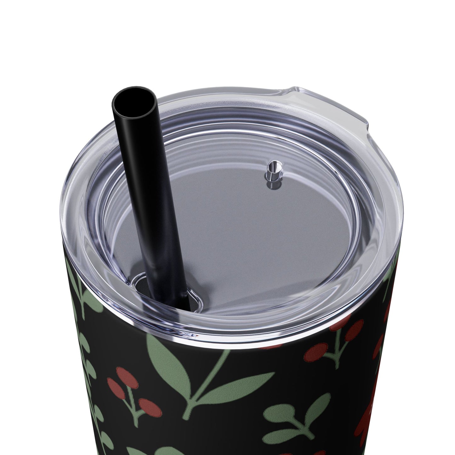 Skinny Tumbler with Straw, 20oz abstract flower design. Travel tumbler