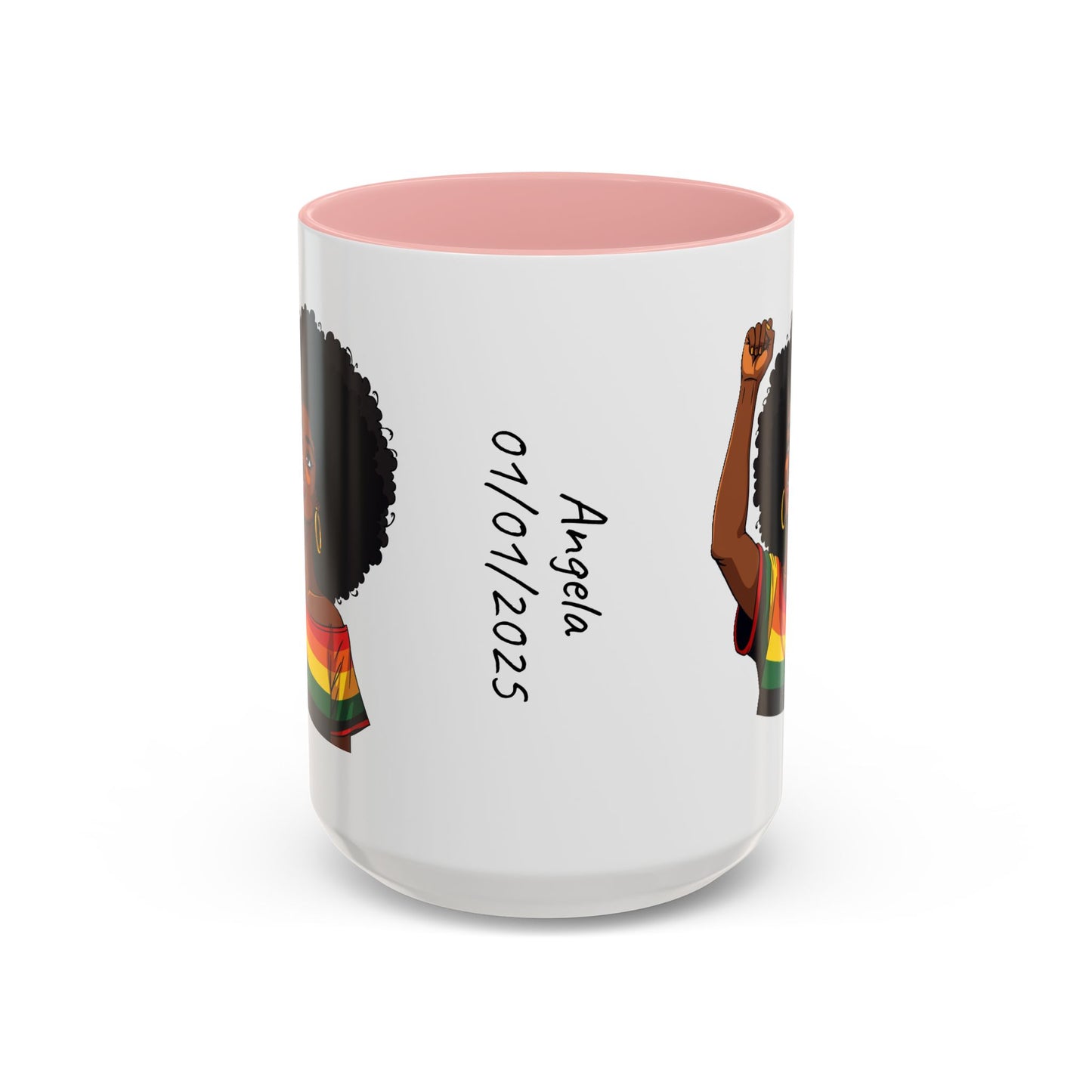 Empowered Black Woman Personalized Coffee Mug. Afro Hair Black American African Girl
