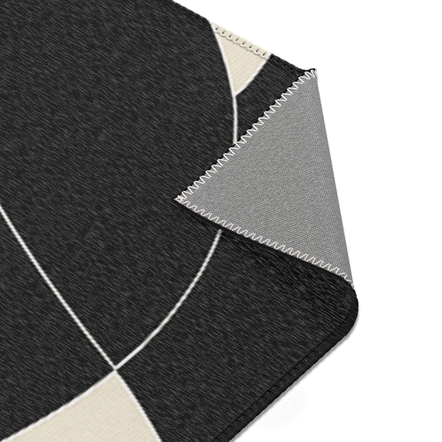 Modern Abstract Area Rug.  Stylish Home Decor, Boho Chic Floor Mat, Minimalist Geometric Carpet, Black & White, Contemporary Living