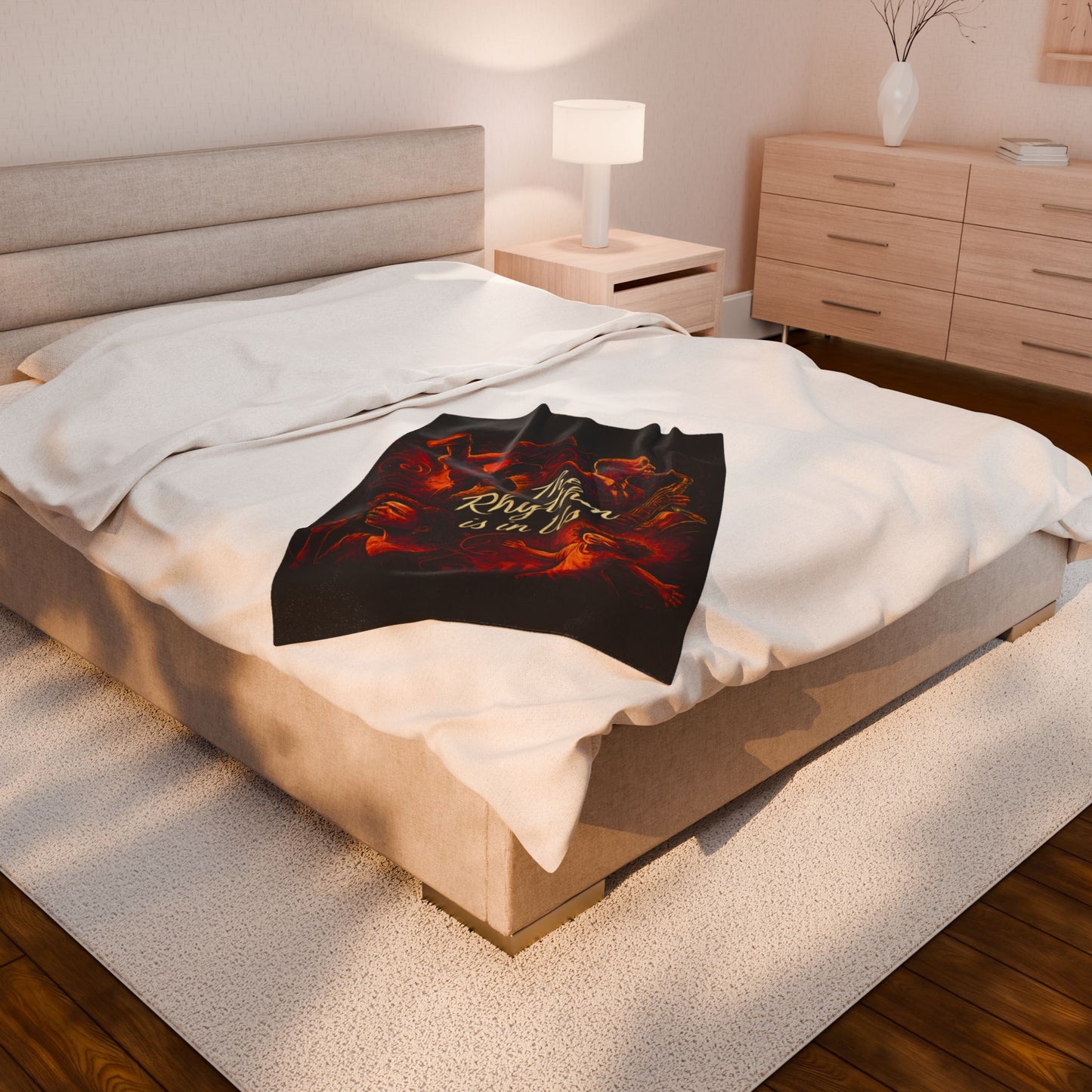 Rhythmic Velveteen Plush Blanket. Cozy Throw, Music Lover Gift, Home Decor, Unique Art Blanket, Warm Gift for Any Occasion