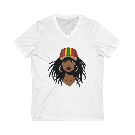 Rastafarian Design Tee Casual Wear Gift for Locs Lovers Afro Hair Black American African Girl T-shirt