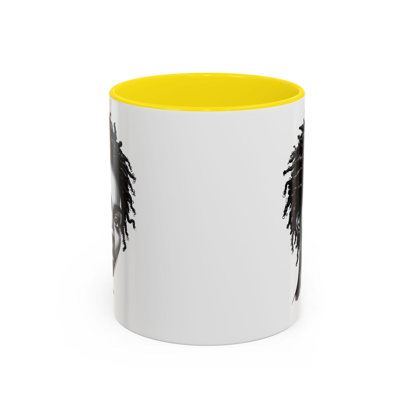 Afrocentric Accent Coffee Mug, Artistic Mug for Home, Unique Gift for Her, Afro Hair Black American African Girl