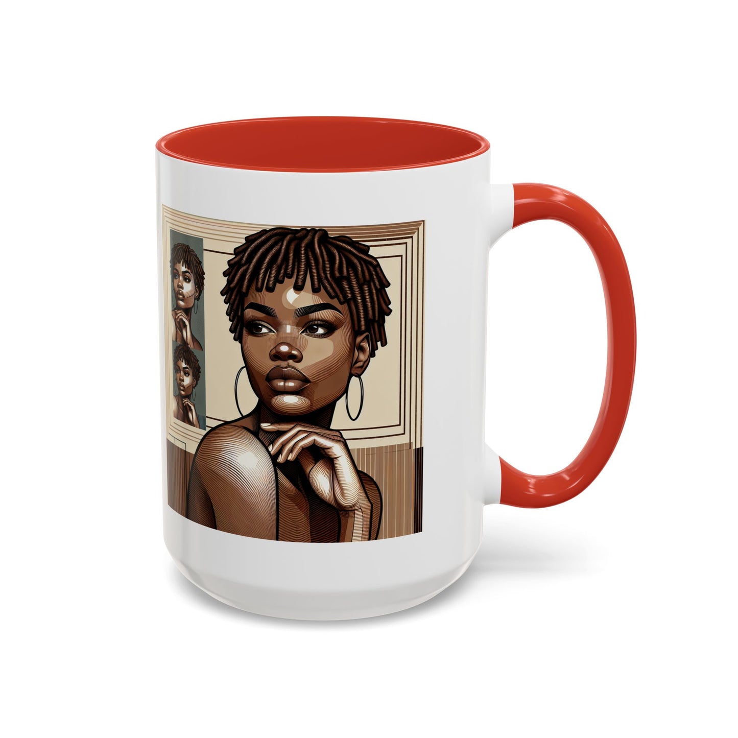 Elegant Art Coffee Mug, Unique Mug Gift, Black Girl Coffee Cup, Afrocentric Accent Mug