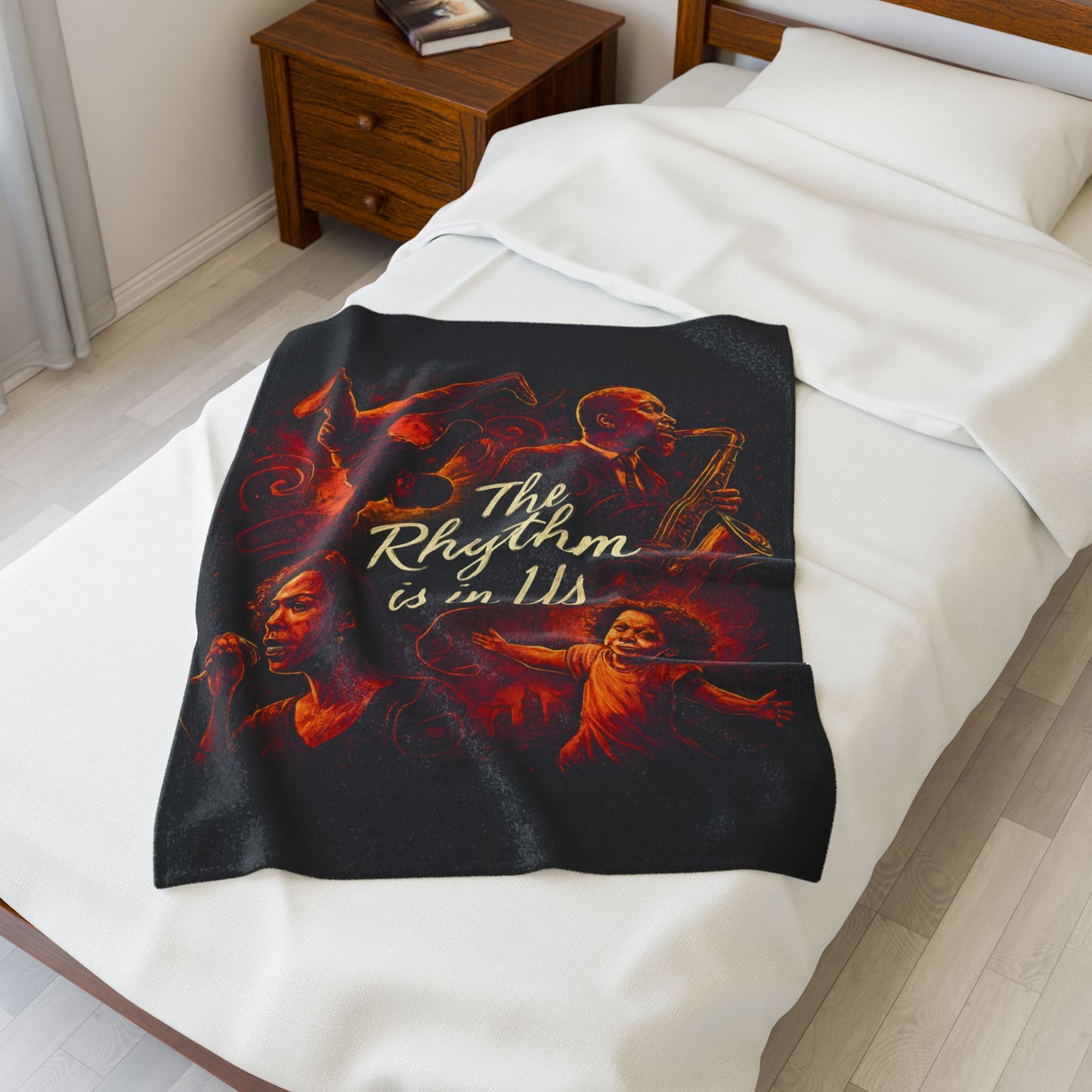 Rhythmic Velveteen Plush Blanket. Cozy Throw, Music Lover Gift, Home Decor, Unique Art Blanket, Warm Gift for Any Occasion
