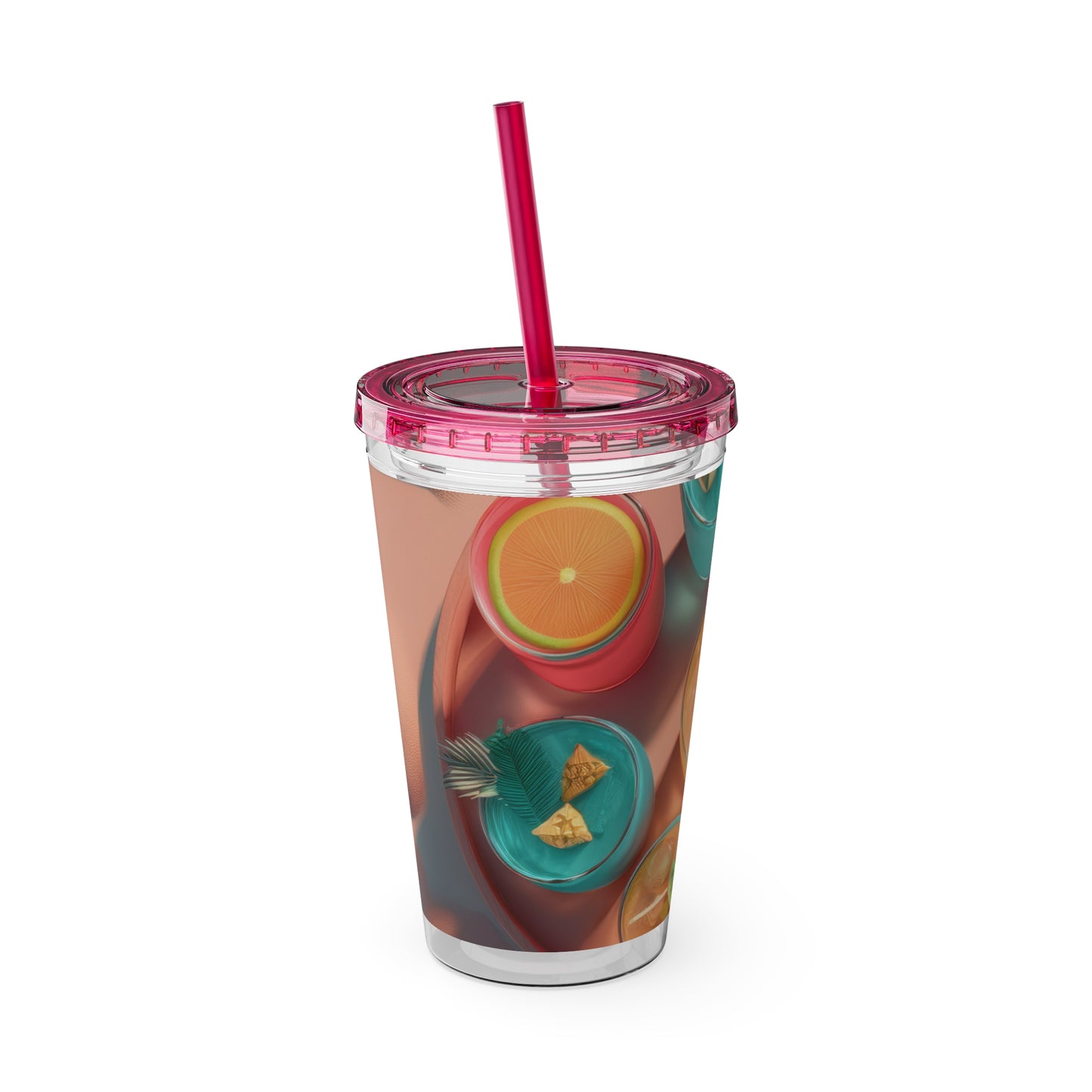 Colorful Sunsplash Tumbler with Straw, Drinkware for Summer, Travel Mug, Gift for Beach Lovers, Reusable Cup, Hydration Essential