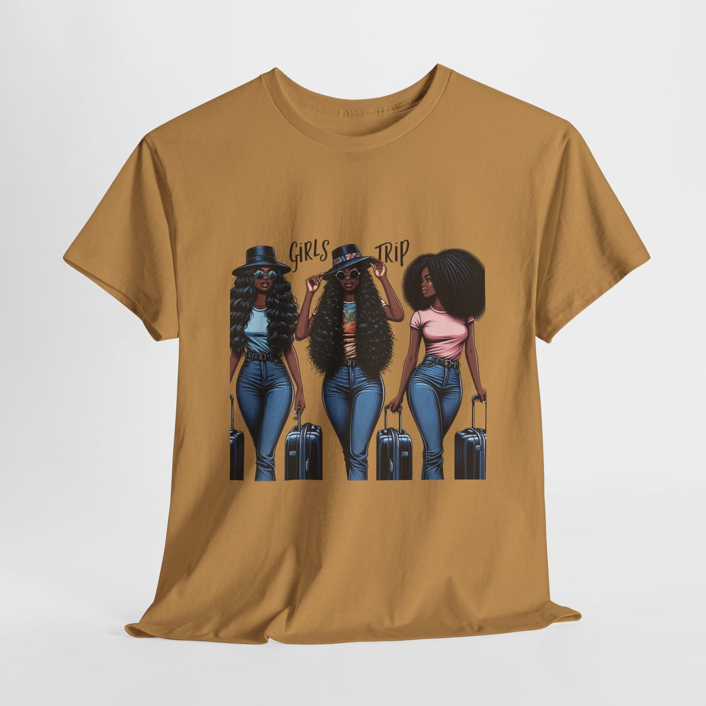 Girls Trip Casual Wear Gift for Locs Lovers Afro Hair Black American African Girl T-shirt