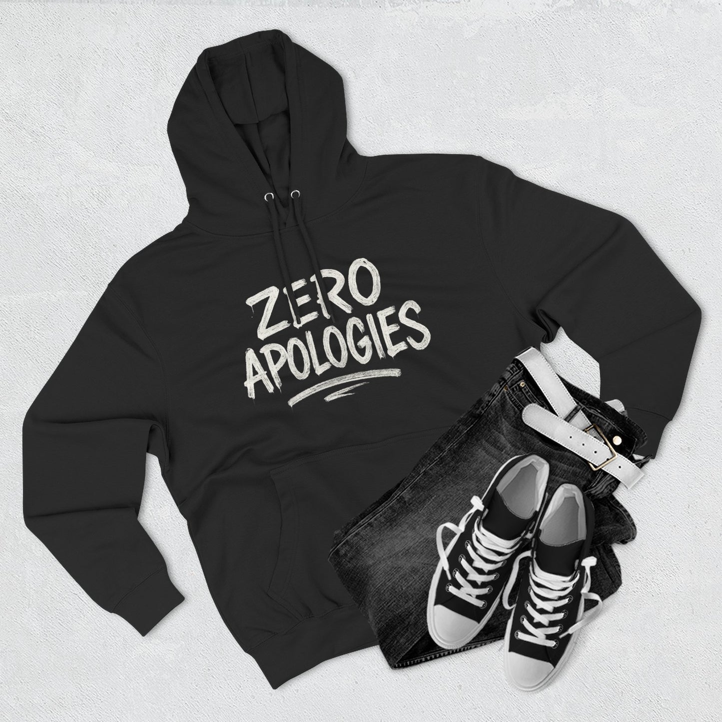 Zero Apologies Unisex Three-Panel Fleece Hoodie Afro Hair Black American T-shirt
