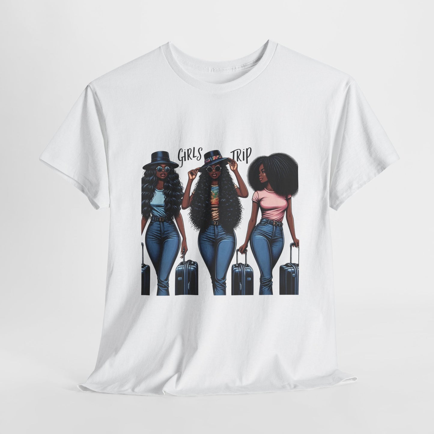 Girls Trip Casual Wear Gift for Locs Lovers Afro Hair Black American African Girl T-shirt